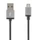 DELTACO PRIME USB-kabel, Tygklädd, Typ A ha - Typ Micro B, 2m, Svart